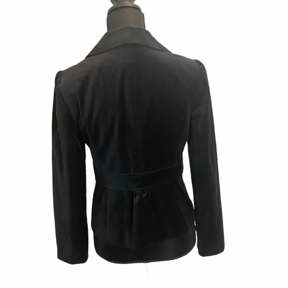 Halogen Black Velvet Jacket Women's Size Small Black Ruffle Buttons - Picture 5 of 6